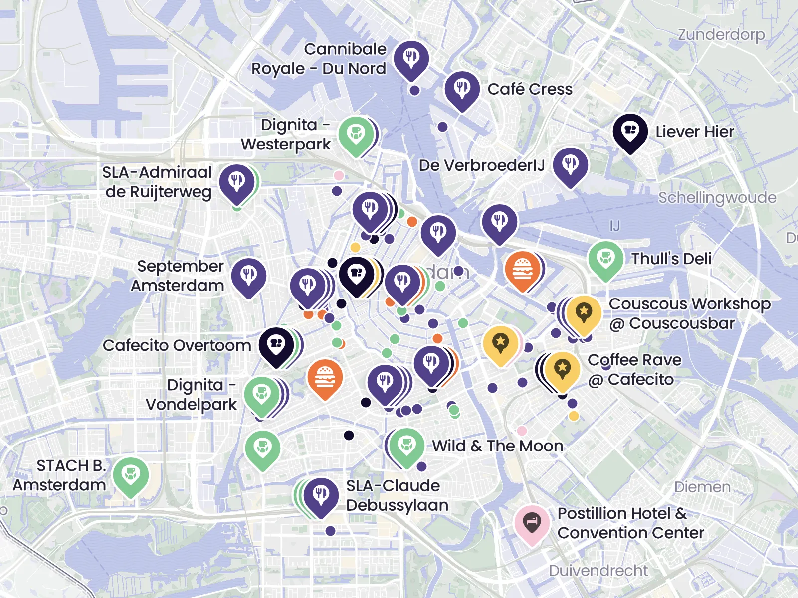Smart clusters on the interactive map