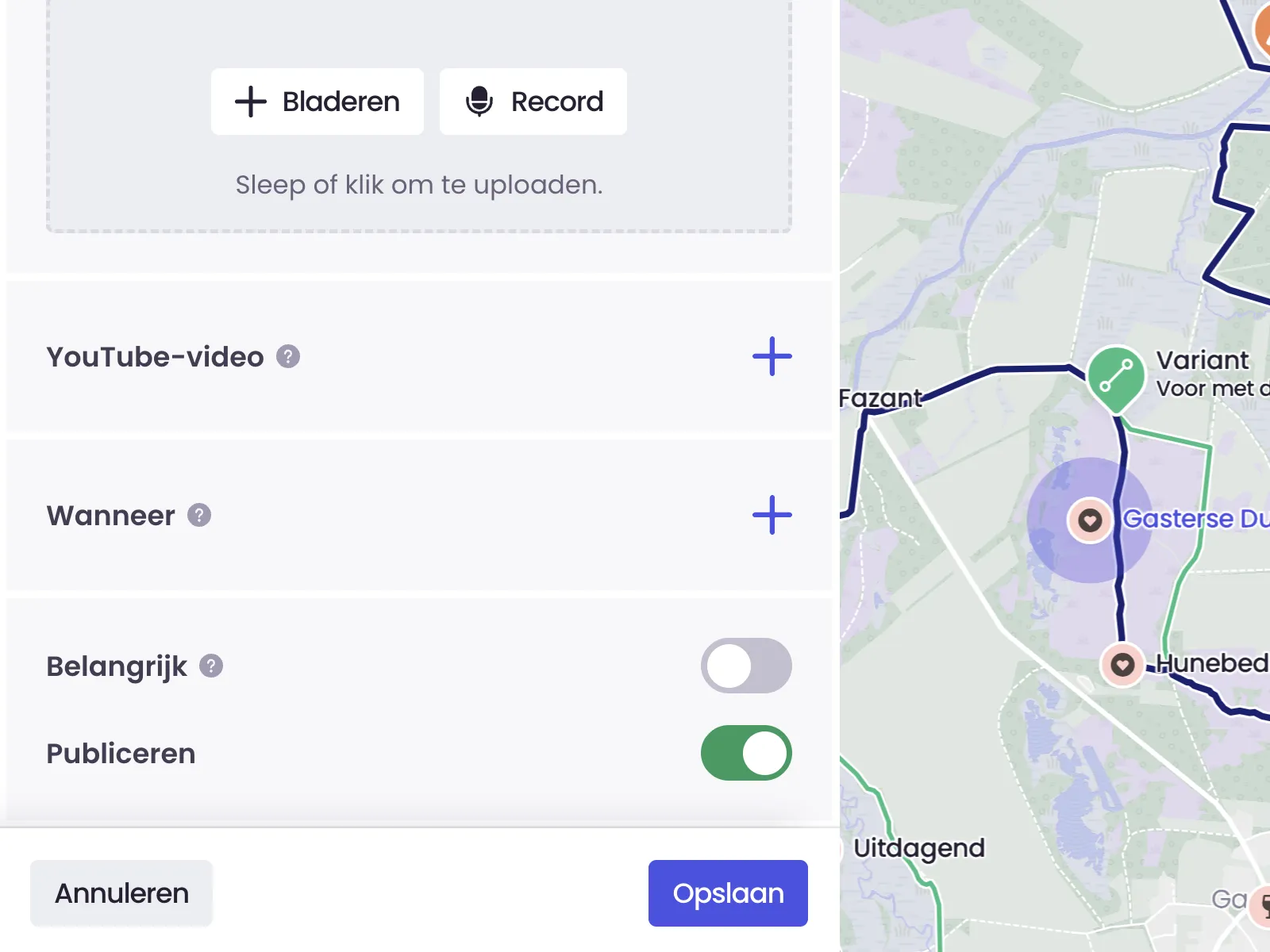 Visibility of places on the map