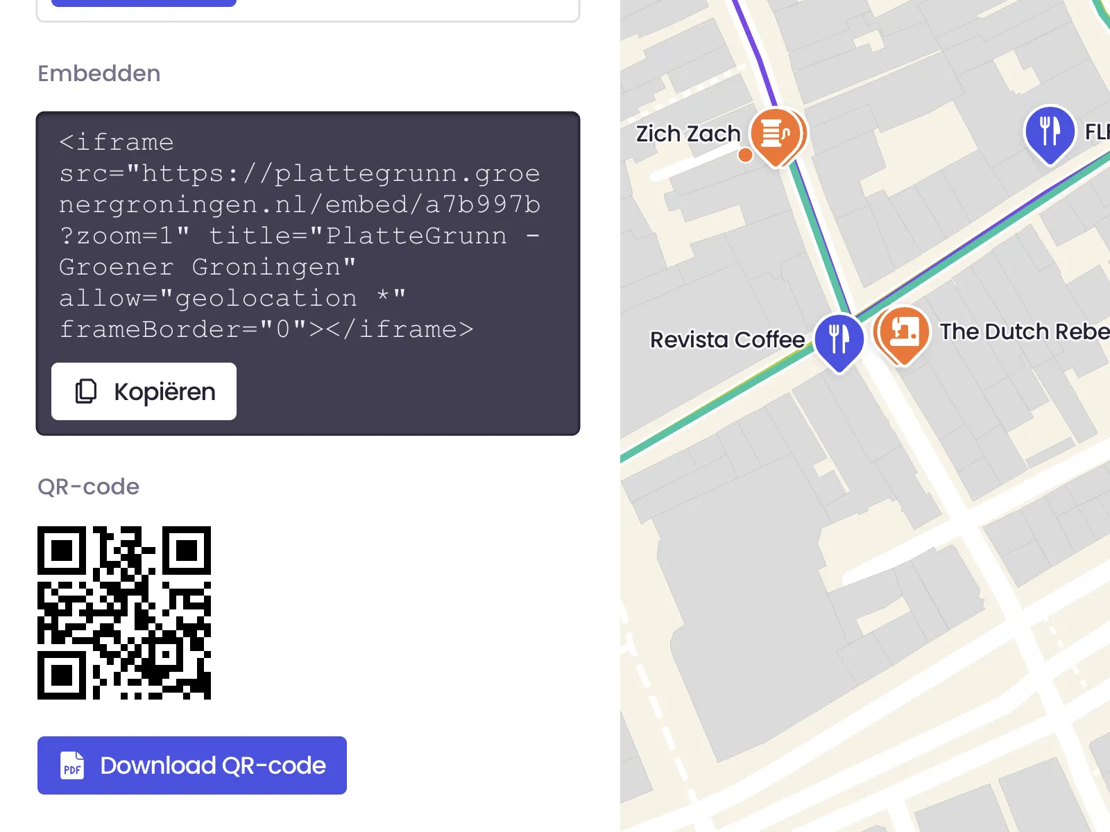 Automatic QR codes for your places and map
