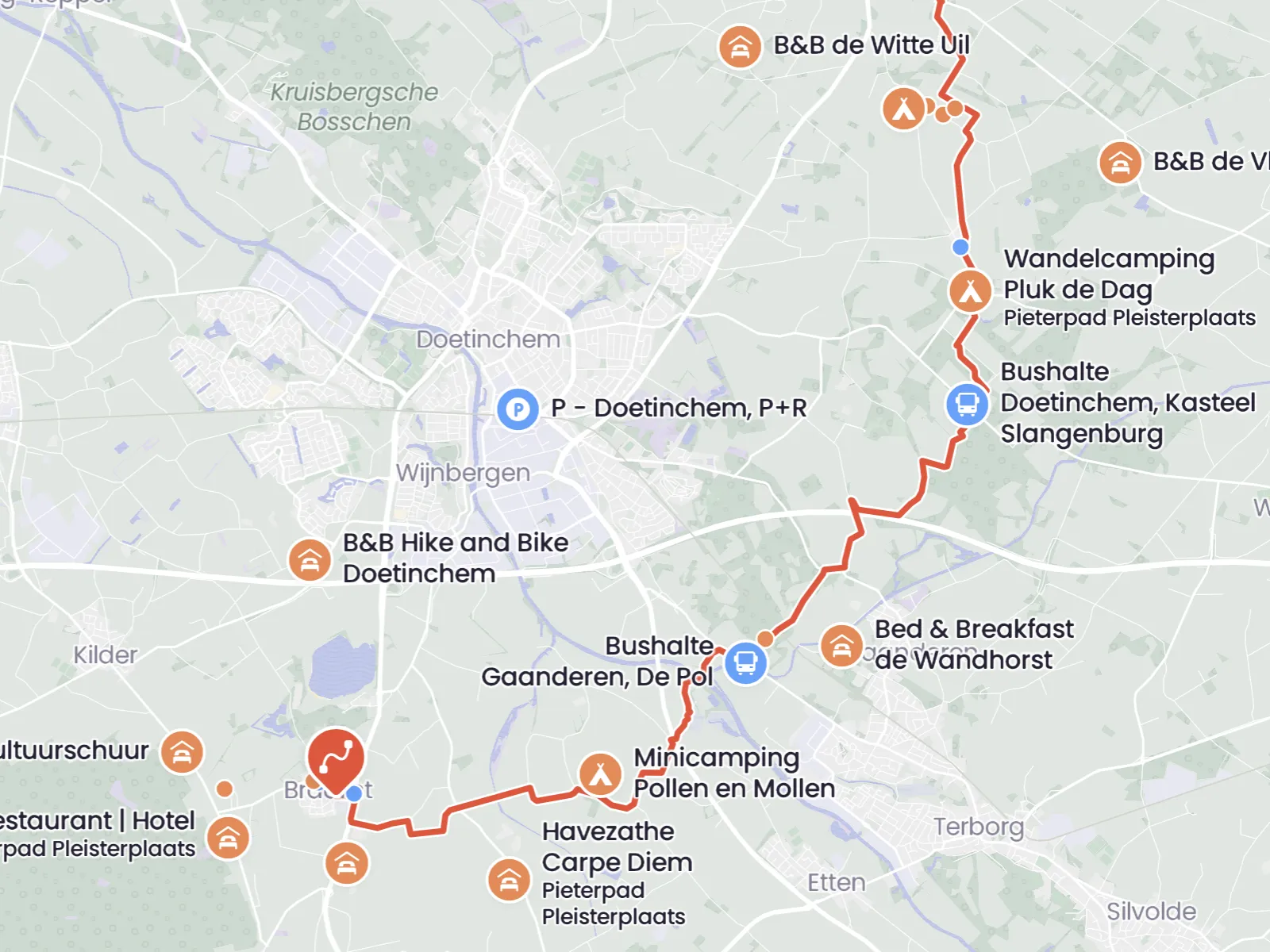 Interactive map with routes