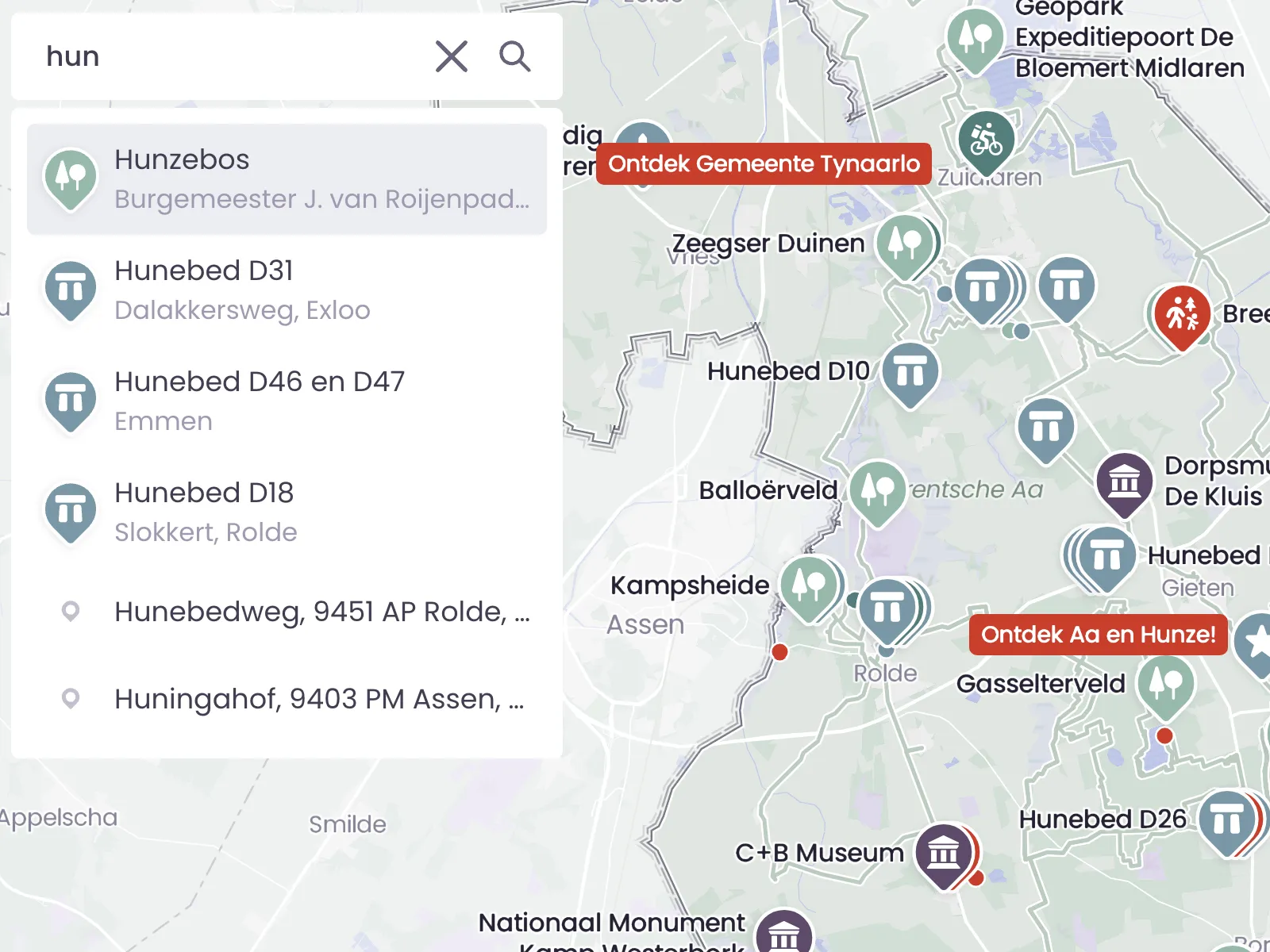 Search on the digital map