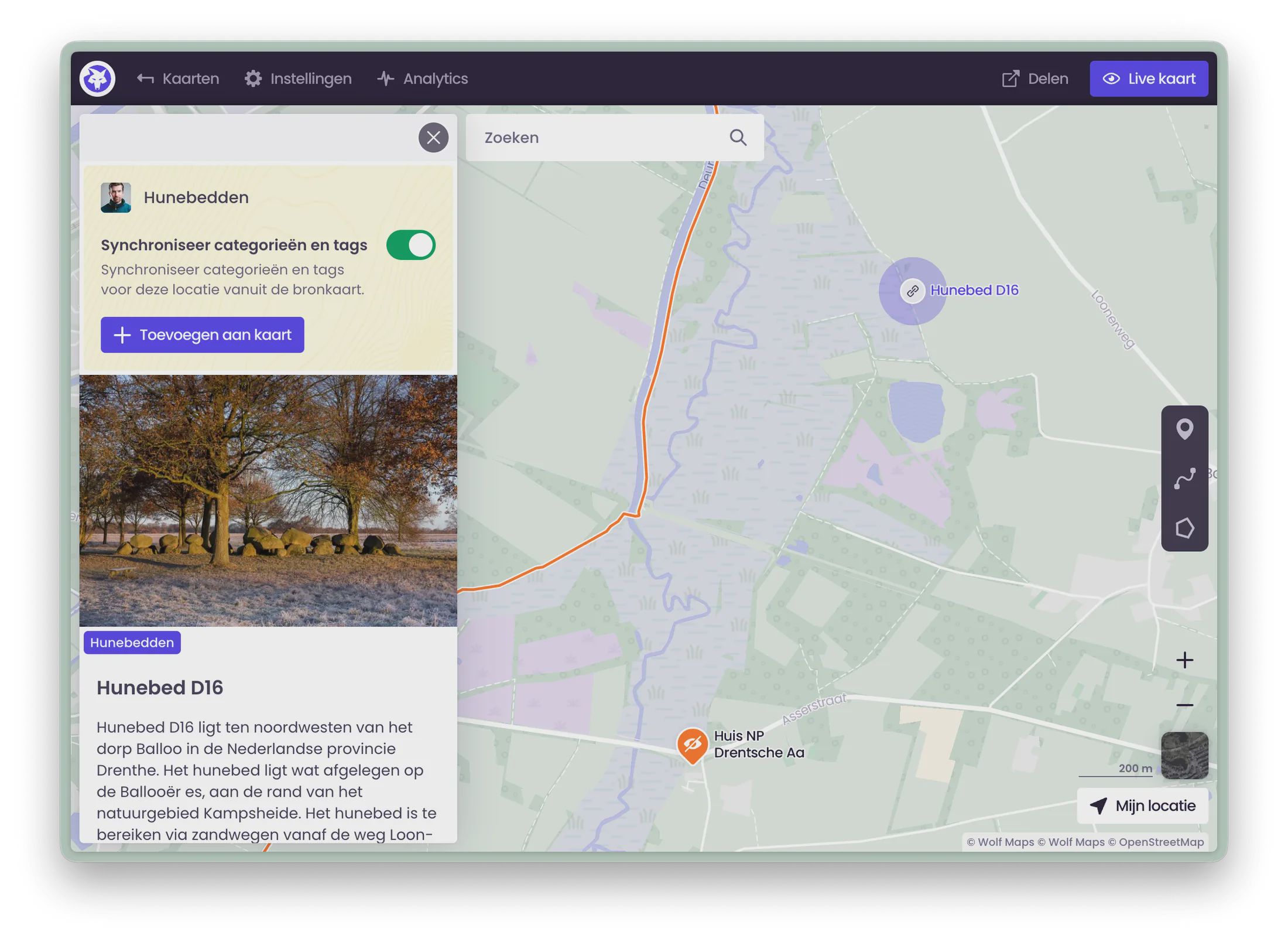 Locaties vanuit bronkaart toevoegen met categoriekeuze
