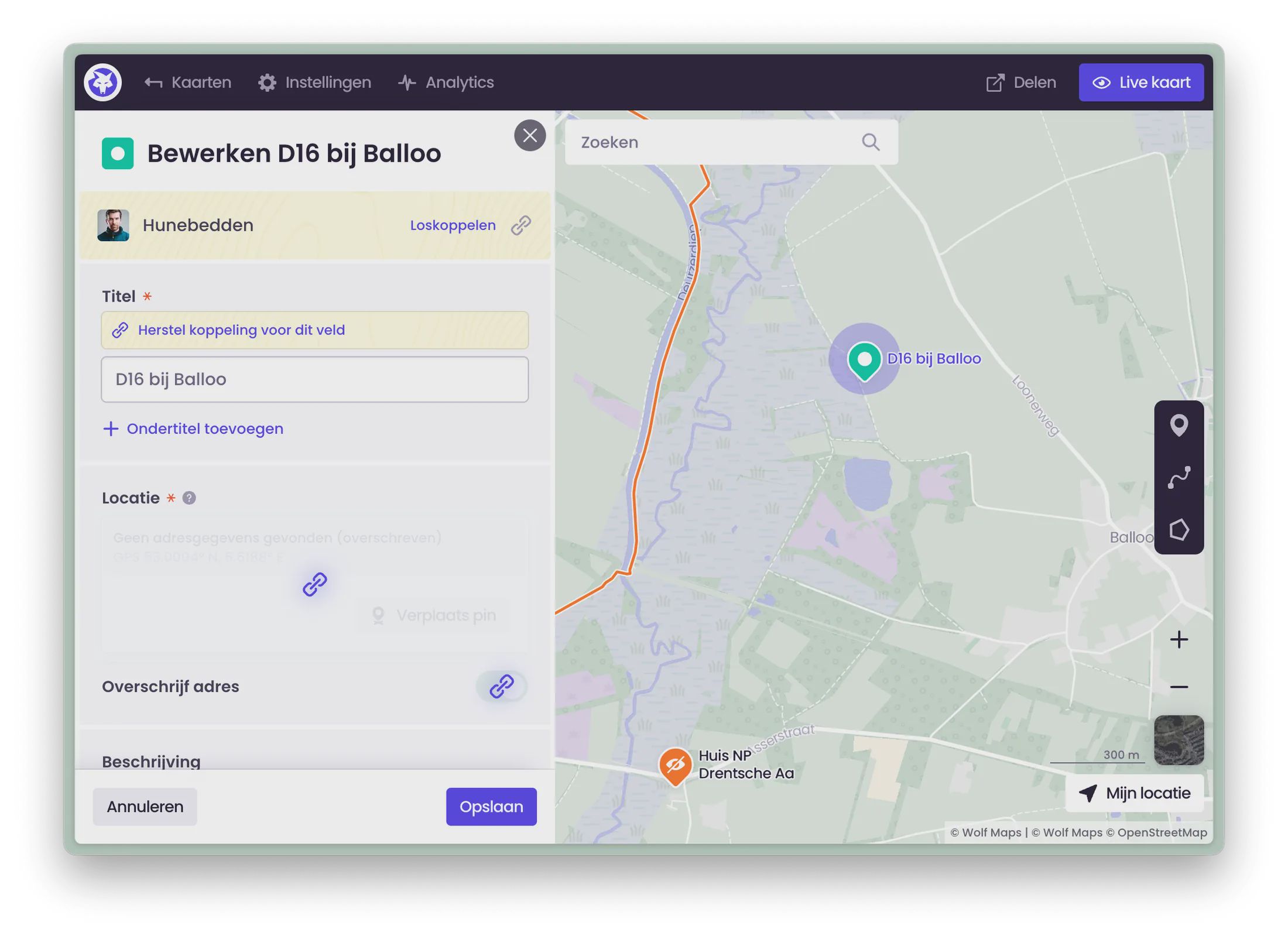 Veld koppelen of ontkoppelen met bronkaart