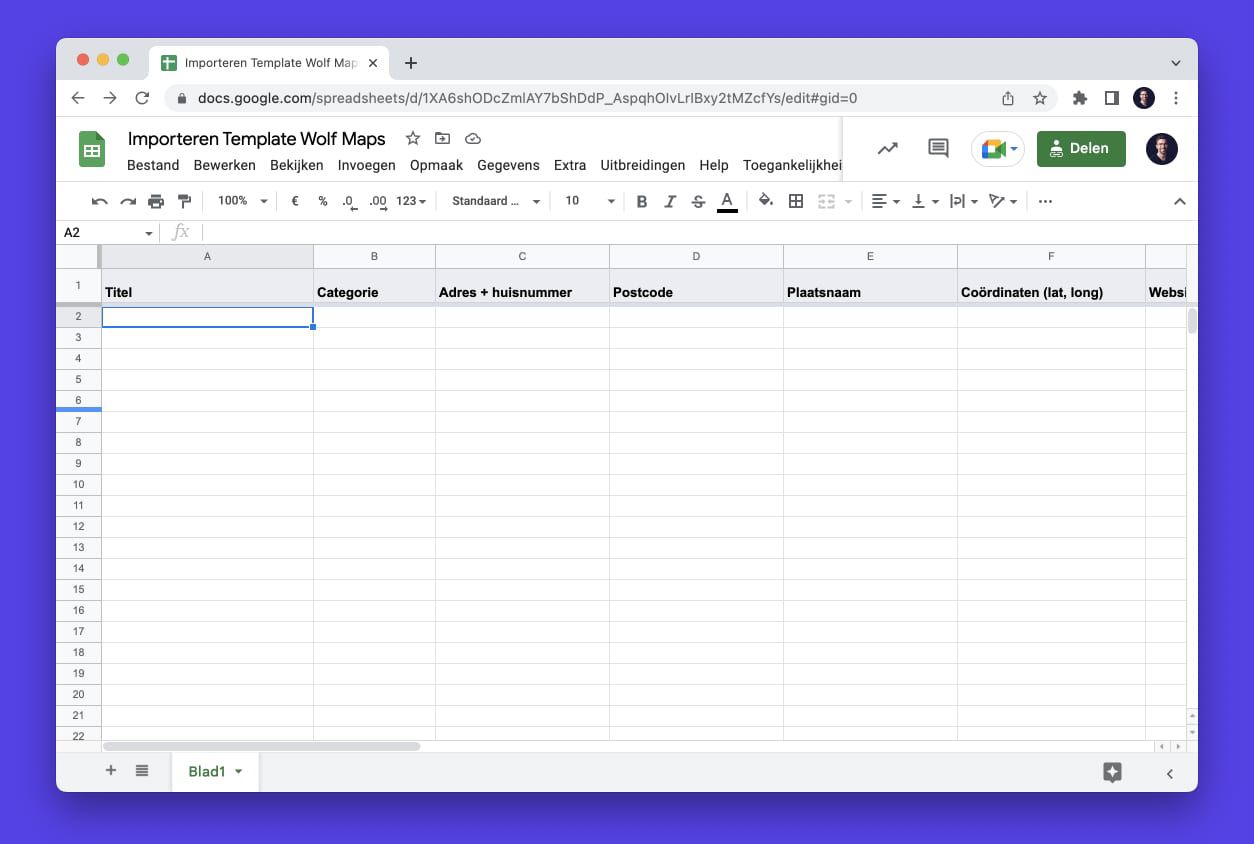 Import workflow met spreadsheet