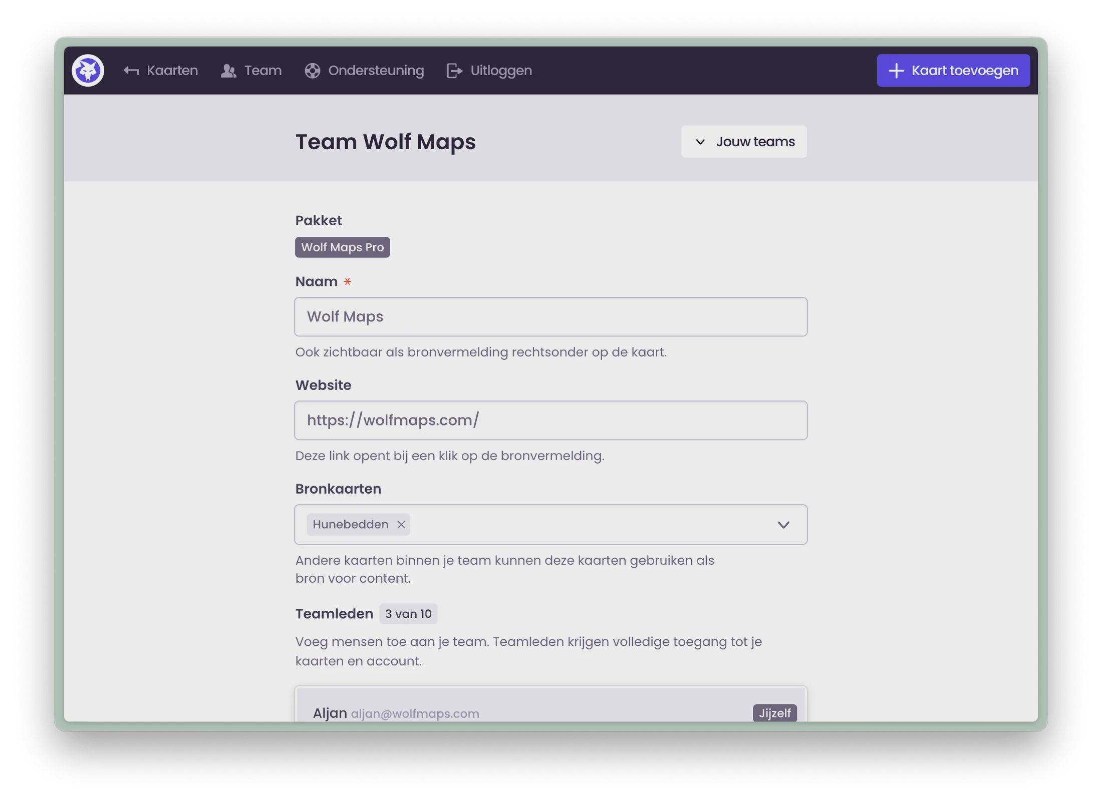 Teaminstellingen in de studio