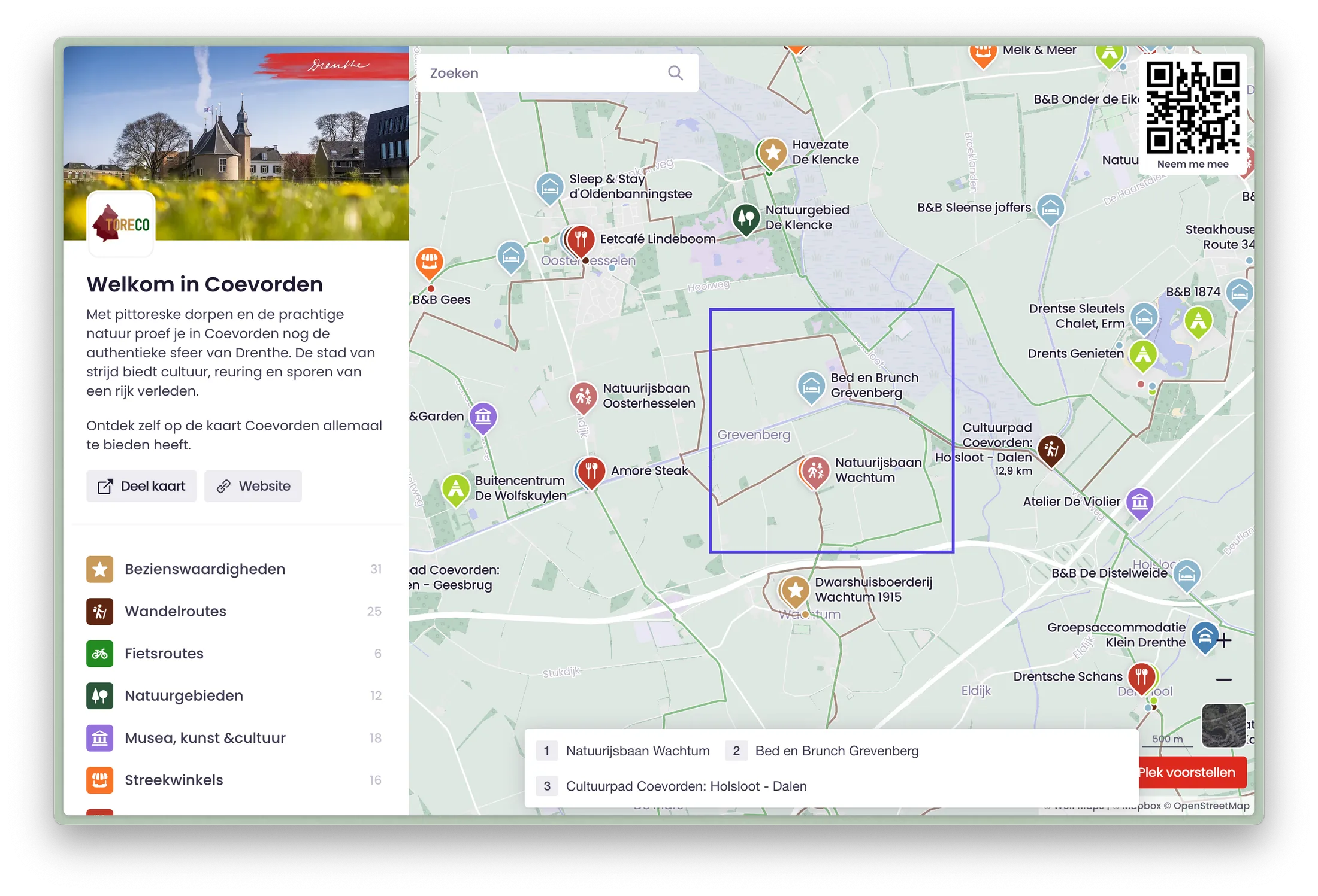 Screen reader mode on a Wolf Maps map